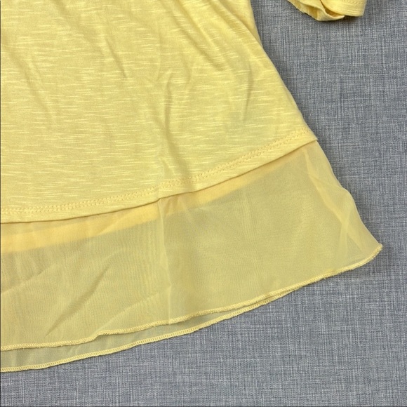 Style & Co Yellow Chiffon Trim 3/4 Sleeve Top Large - Picture 6 of 6